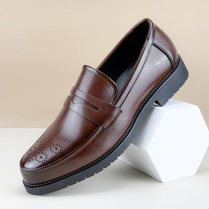 Men's Formal Leather Shoes British Style Oxford Loafers Round Toe Breathable Non-Slip Business Dress Wedding Office Casual Shos