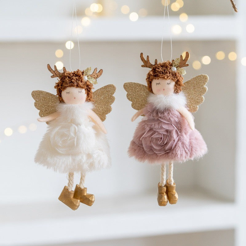 Christmas Decoration Adorable Reindeer Antlers Angel For Tree, Xmas,Home Decor,Christmas ornament,Holiday Supplies,New year 2024