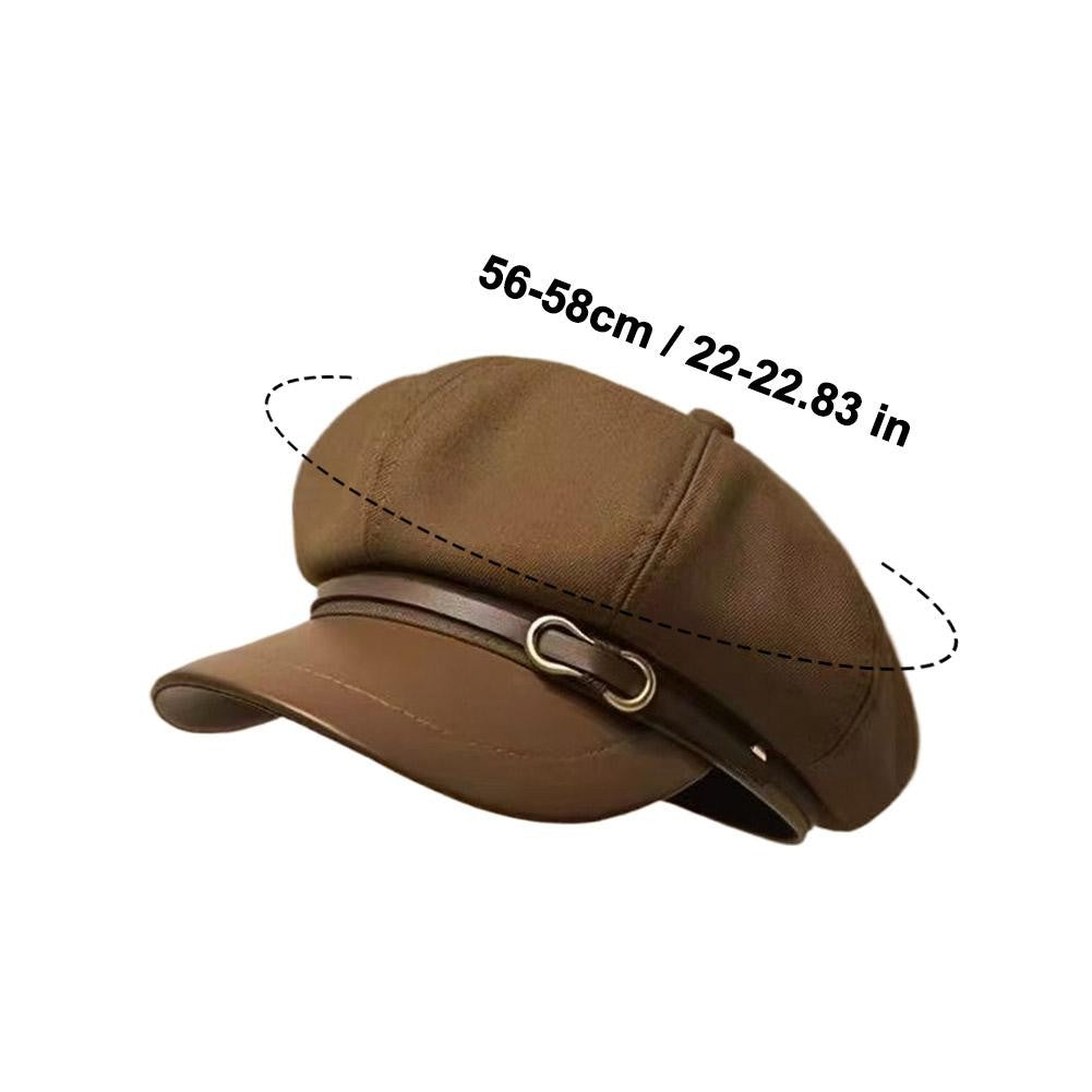 Retro British Style Beret for Women, Versatile Octagonal Newsboy Cap for Big Head Circumference Spring Autumn Hat