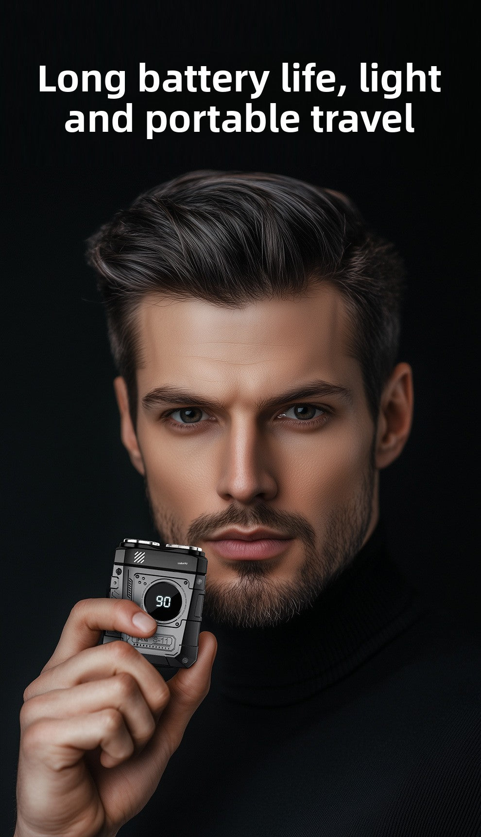 Powerful Dual Blade Mini Electric Smart Shaver Digital Display Beard Trimmer Tool 36Db Household& Car