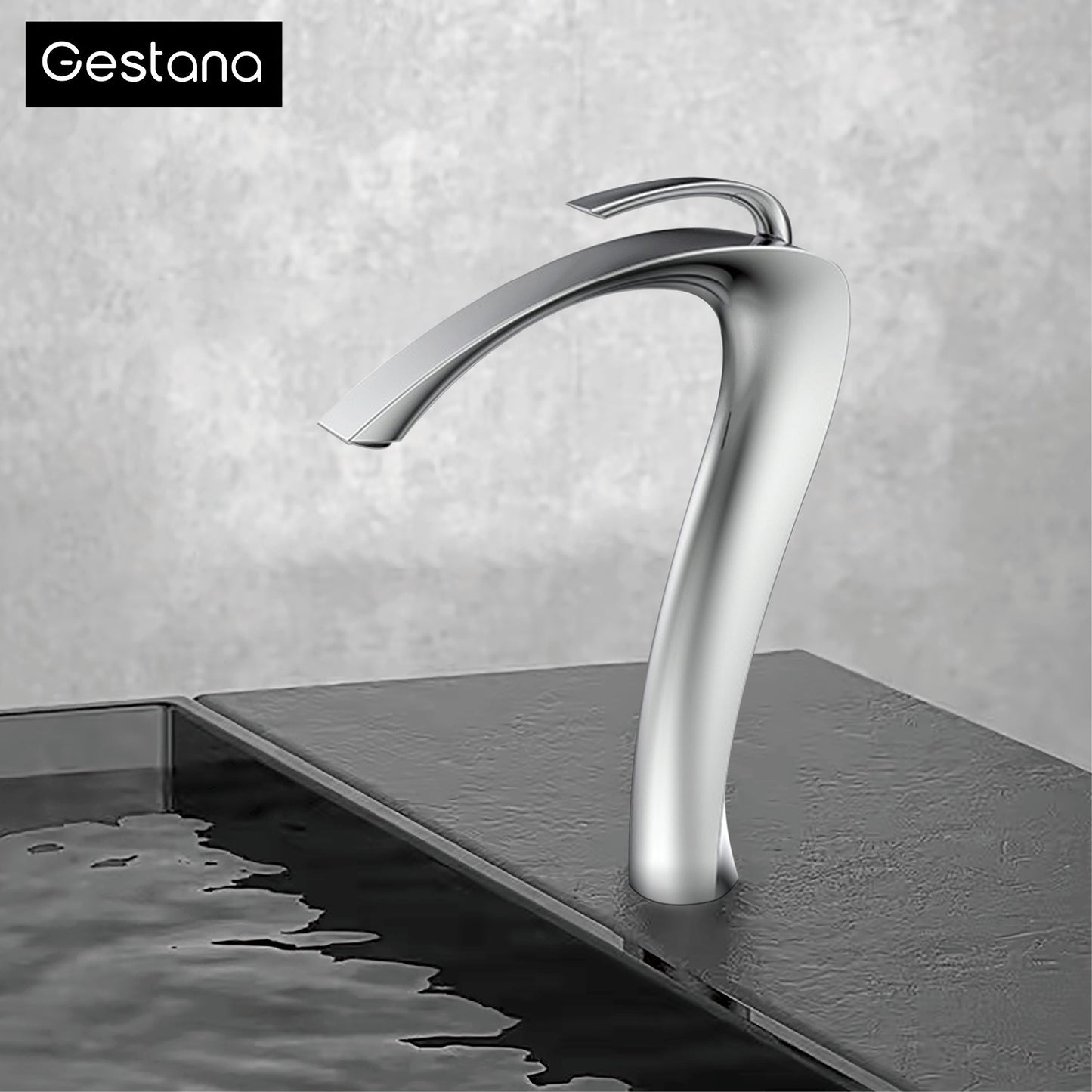 Chrome Luxury Brass Bathroom Vanity Faucet Modern Deck Mounted Basin Tap With Anti-Leak Ceramic Valve Hot/Cold Water Control
