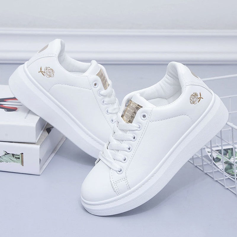 2024 Spring and Summer New Women's Shoes Leather Ventilated Sports Style Casual Shoes Board Shoes Small White Shoes INS Low Top