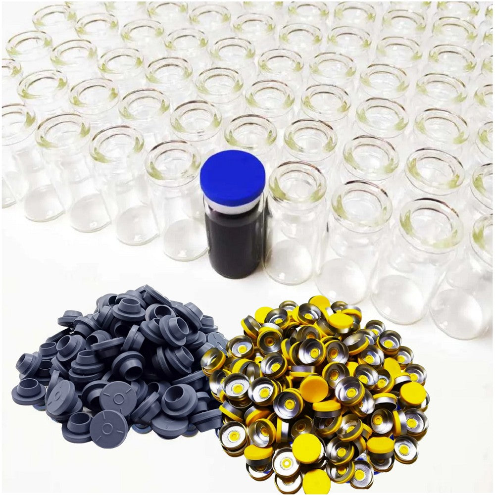 42PCS 5ml Clear Glass Vial With Caps & Stopper Small Bottles Experimental Test Liquid Containers Wishing Bottles