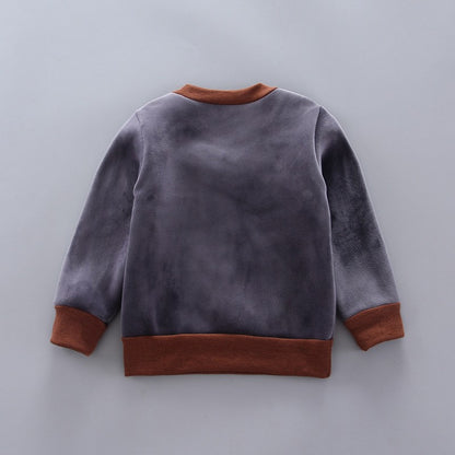 Autumn Winter Baby Boys Clothes Sets Thick Fleece Cartoon Bear Jacket Vest Pants 3Pcs Cotton Sport Suit For Girls Warm Outfits