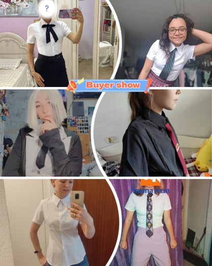 Korean Fashion White Shirt Women Autumn Short Sleeve Blouse Slim Office Lady Tops Women's Shirt S-5XL Student Shirt Women's Wear