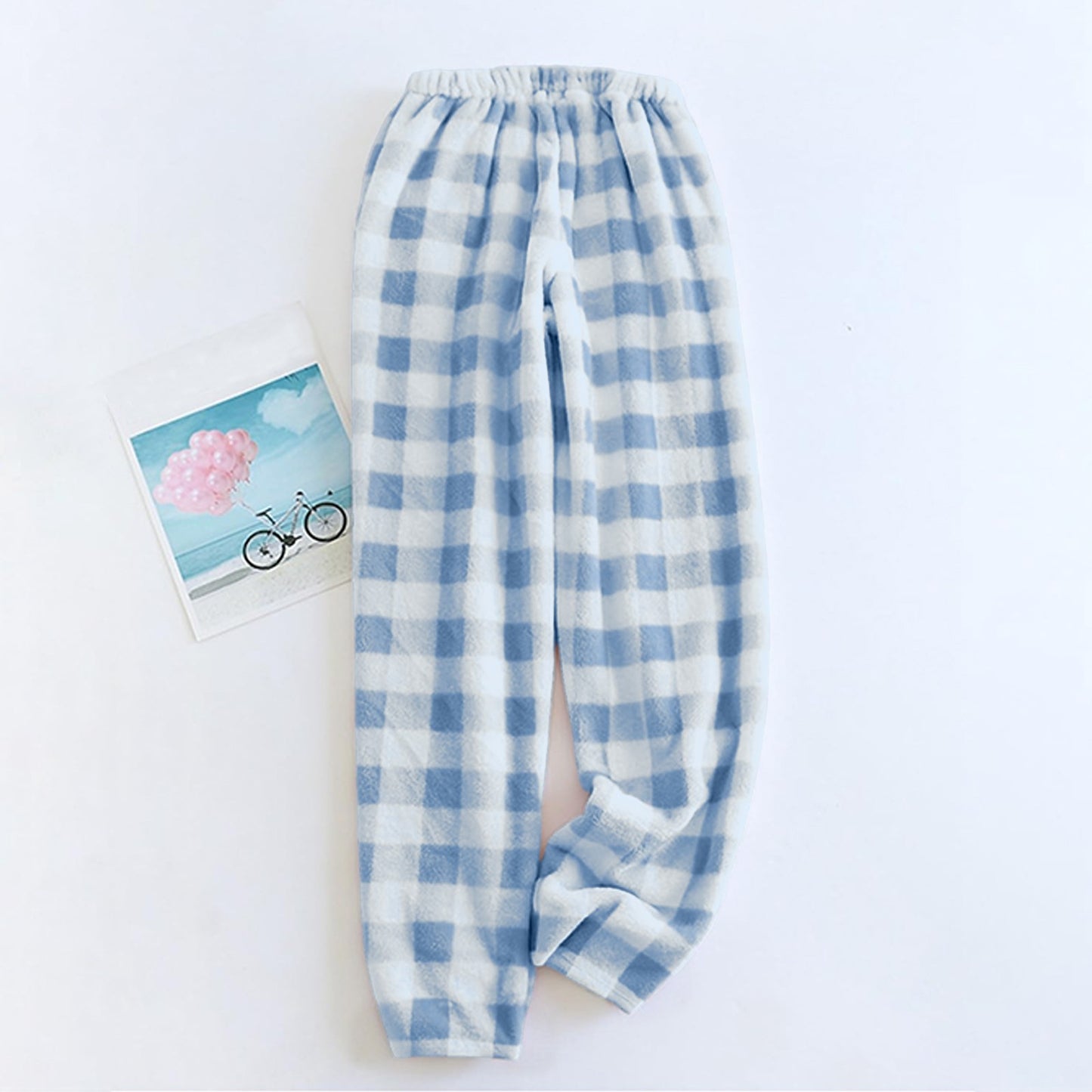 Women Pajama Pants Yoga Pants Elastic Waist Fuzzy Fleece Plaid Bottoms Soft Lounge Sleepwear With Pockets Plush Pajamas Pants