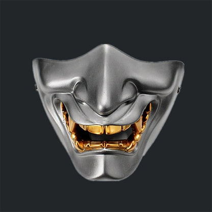 Halloween Cosplay Airsoft Mask Protective Fashion Half Face Mask Prajna Hannya Mask Japanese Samurai Evil Oni Demon Party Decor