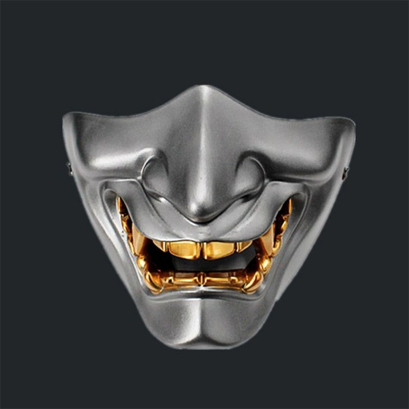 Halloween Cosplay Airsoft Mask Protective Fashion Half Face Mask Prajna Hannya Mask Japanese Samurai Evil Oni Demon Party Decor