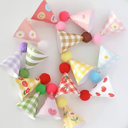 15Pcs/SET Mini Birthday Hat Cake Toppers DIY Cake Decoration Birthday Cake Top Flages Baby Shower Cupcake Toppers
