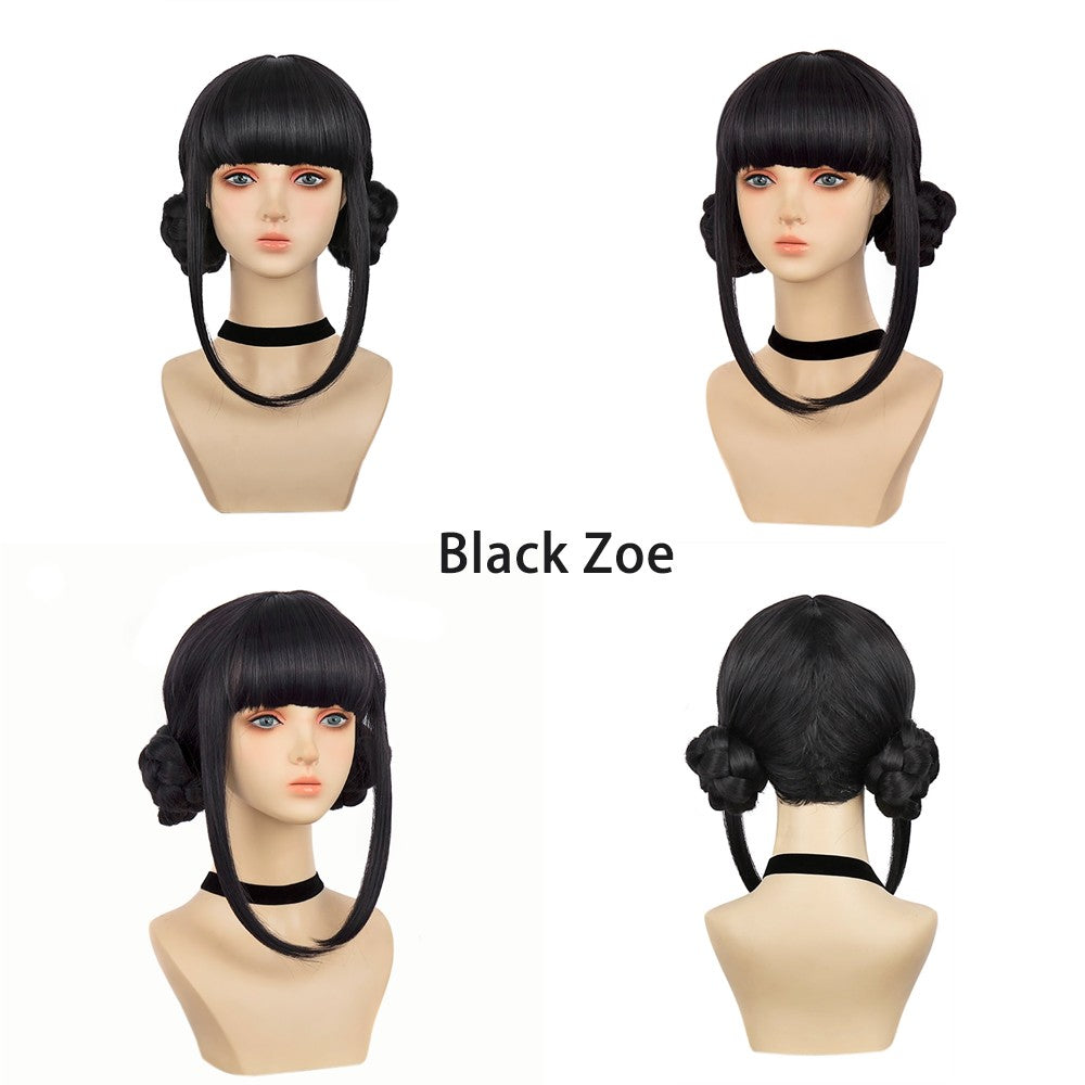 Anime Kpop Caçadores de Demônios? Zoe Cosplay Peruca Sintética Preta Roxo Escuro Halloween Carnaval Festa Diária Peruca 2D de Alta Qualidade