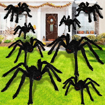 3/2/1pcs Halloween Decor Giant Black Plush Spider Halloween Party Bar Haunted House Horror Props Outdoor Scary Large Spiders