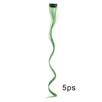 5pcs Colorful Curly Wavy Hair Extensions 18 inch Synthetic Wave Clip-In Hairpieces for Women Cosplay Christmas & New Year Gifts
