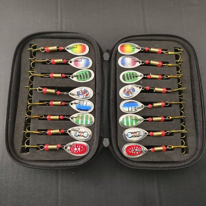 Kit Isca Artificial Jig Spinner com Caixa de Pesca Giratória 3g para Pesca de Lúcio Salmão Marítimo Isca Rígida de Superfície Trolling