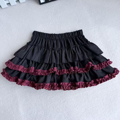 Purple Pumpkin Cake Skirt Women Y2k Short Fluffy White Lace Mini Skirts Girl's Sweet Lolita Pink A Line Pleated Skirts For Women