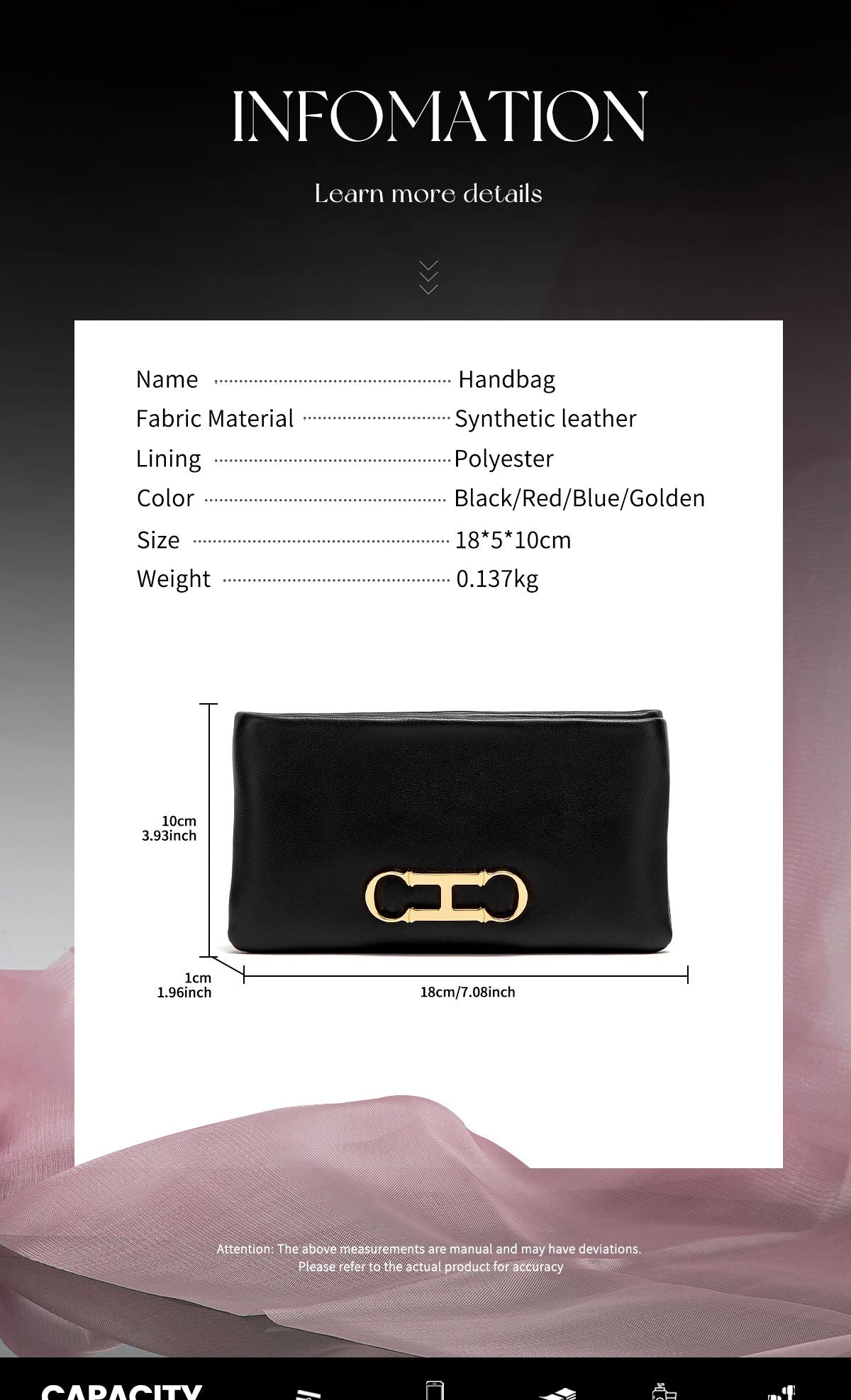 Fashionable Luxury Design 2024 Women's Solid Color Rectangular Handbag Business Party Letter Design Card Bag