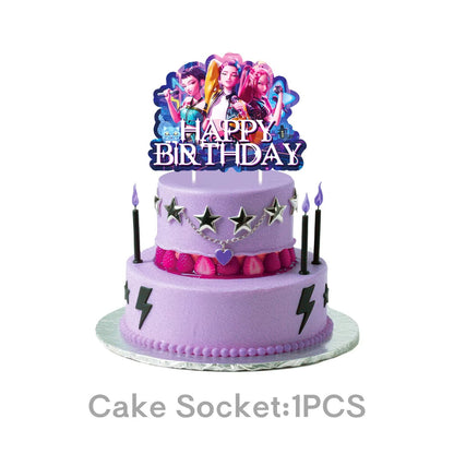 Hot K-Pop Birthday Party Decoration Set Kids Tableware Balloons Cups Plates Napkins Cake Topper Banner Gift Bag - Party Supplies