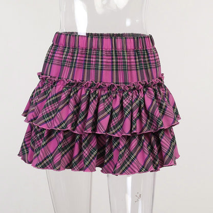 High Waist Slim Lolita Cosplay Y2k Skirt Japanese College Style Youth Girl Plaid Skirt Female Goth Skirt Pink Skirt