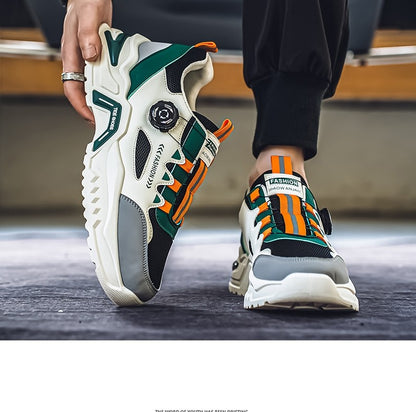 Tênis masculino coreano com fivela rotativa, moda casual, esportivo, para as quatro estações, solado macio, antiderrapante, para corrida ao ar livre, tênis de estudante