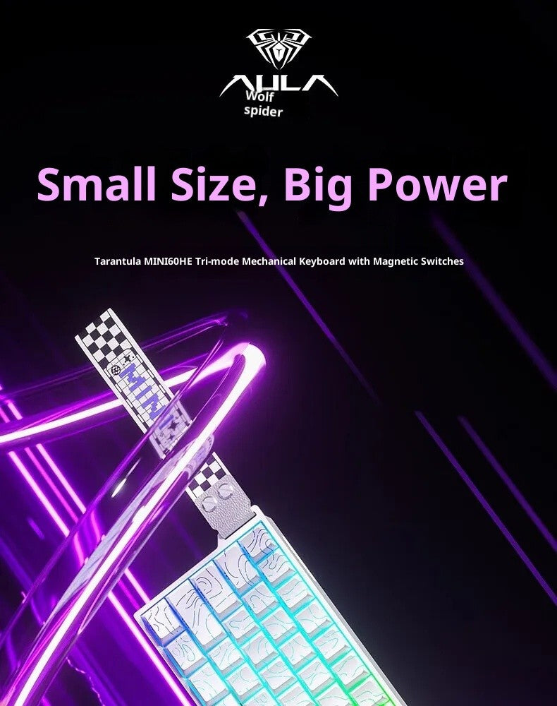Teclado Magnético AULA MINI 60HE Pro Series Três Modos para Jogos E-sports RGB RT0.01mm Taxa de Varredura 8K Bateria de 4000mAh