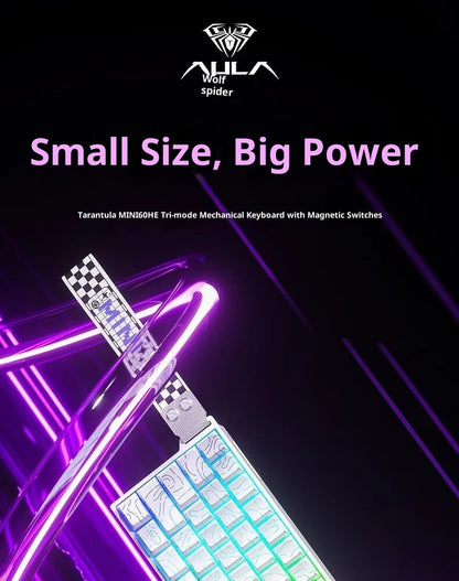 Teclado Magnético AULA MINI 60HE Pro Series Três Modos para Jogos E-sports RGB RT0.01mm Taxa de Varredura 8K Bateria de 4000mAh