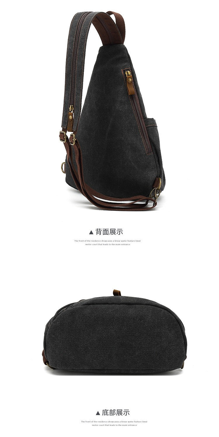 2024 new men's canvas chest bag large capacity leisure men's bag Single Shoulder Messenger Bag multi functional back backpack
