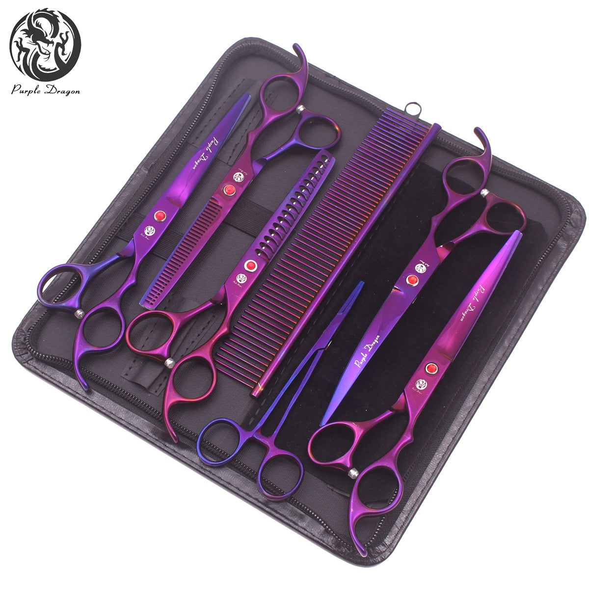 Conjunto de Tesouras para Tosa de Animais de Estimação - Tosa Profissional para Cães e Gatos, Aço Inoxidável, Afiado, Multi-Peças, Cabo Ergonômico, Aparador Durável