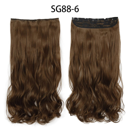 Apliques de Cabelo Sintético Liso Comprido de 5 Clipes 22'' Fibra de Alta Resistência ao Calor Preto Castanho Loiro