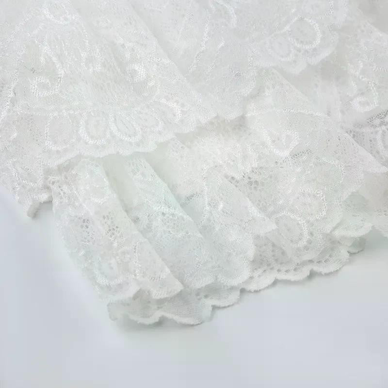 Lace Tulle Skirt A-line Miniskirt Black Solid Low Waist Tiered Lace Shorts Skirts Womens White Fairycore Micro Boho Skirt