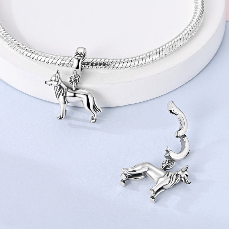 925 Sterling Silver Dog Charms French Bulldog Poodle German Shepherd Beagle Dachshund Pendants Fit Bracelets DIYJewelry Gift