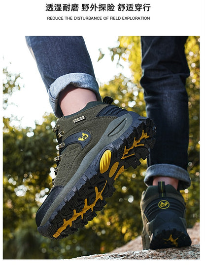 Botas Masculinas Clássicas Modernas para Tornozelo Botas de Caminhada Resistentes ao Desgaste em Camurça de Vaca Tênis de Caminhada Confortáveis Masculinos Sapatos Táticos