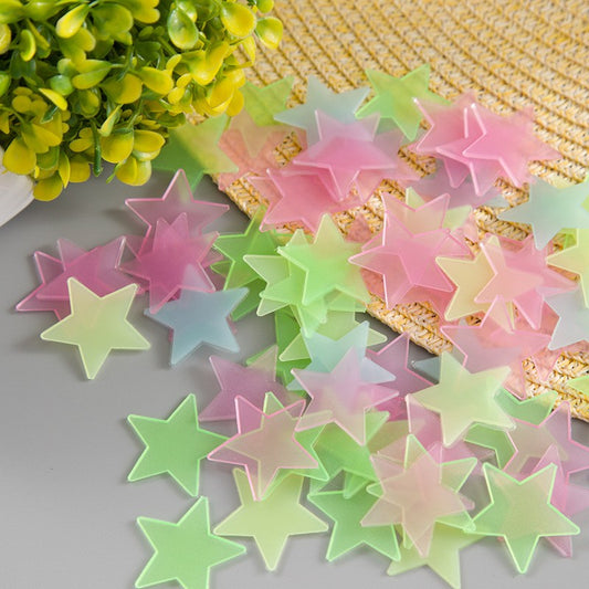 100pcs Luminous Wall Stickers Stars shine in the dark Sticker Decals for Kids Baby rooms Colorful Fluorescent Stickers Home deco