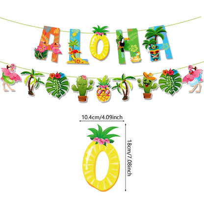 9pcs Hawaii Themed Party Wine Bottle Stickers Pink Flamingo Pineapple Stickers Summer Beach Party Supplies Decoration 4.02×5inch