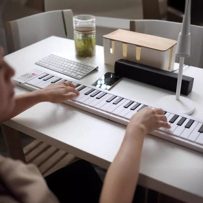 Teclado eletrônico dobrável de 61 teclas Piano portátil com display LED/Bateria embutida/Instrumento musical de teclado eletrônico