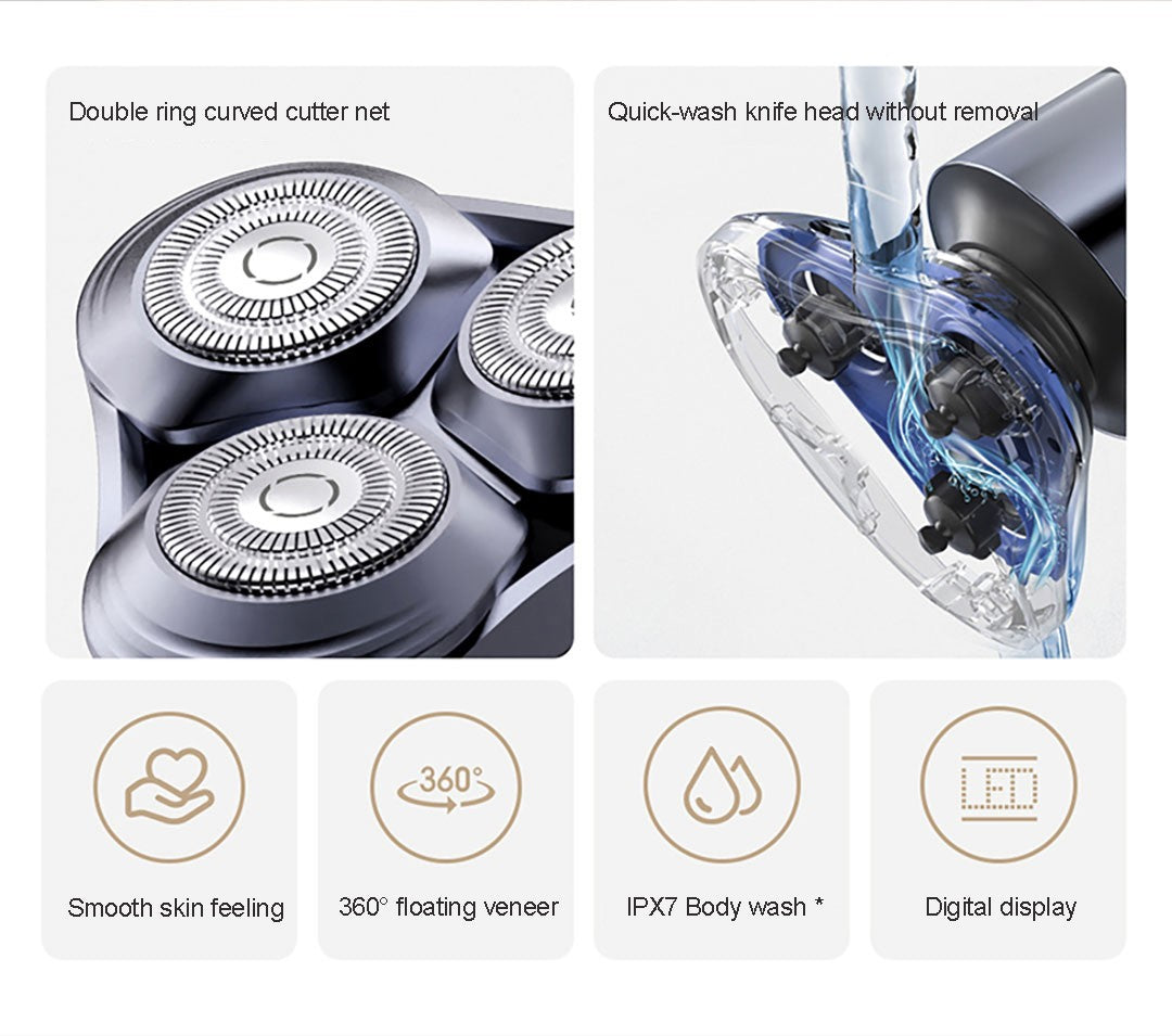 Mijia Electric Shaver S302 LED Digital Display IPX7 Waterproof 800mAh Tpye-C Rechargeable Razor Shaver for Men