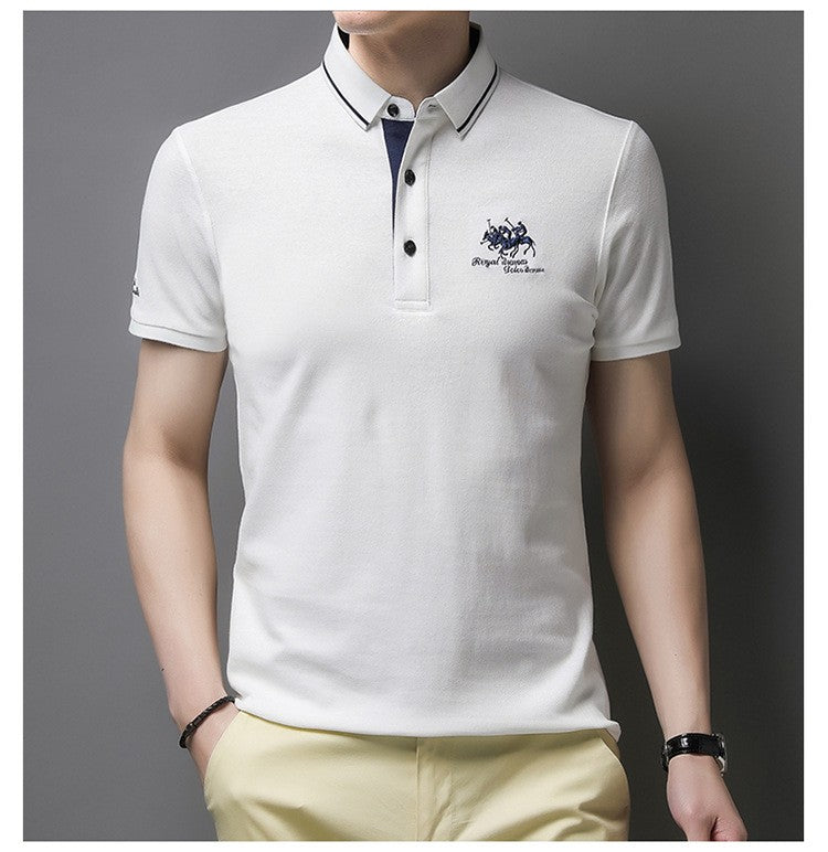 New Summer Embroidered Pure Cotton Men's Luxury Polo Shirt Top Casual Short Sleeved Fashionable Wrinkle Resistant Men's T-shirt