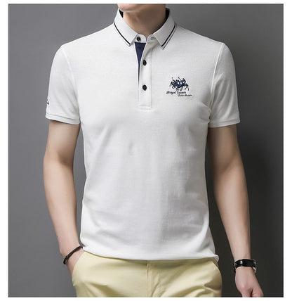 New Summer Embroidered Pure Cotton Men's Luxury Polo Shirt Top Casual Short Sleeved Fashionable Wrinkle Resistant Men's T-shirt