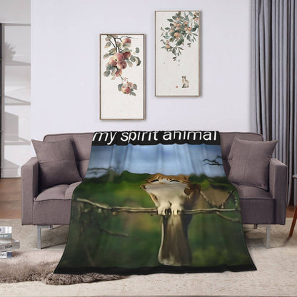 Minha Coberta Engraçada do Meme "Meowl" de Animal Espiritual, Super Quente, Gato, Coruja, Meme, "Brainrot", Manta para Viagem de Inverno, Sofá, Cama, Colcha