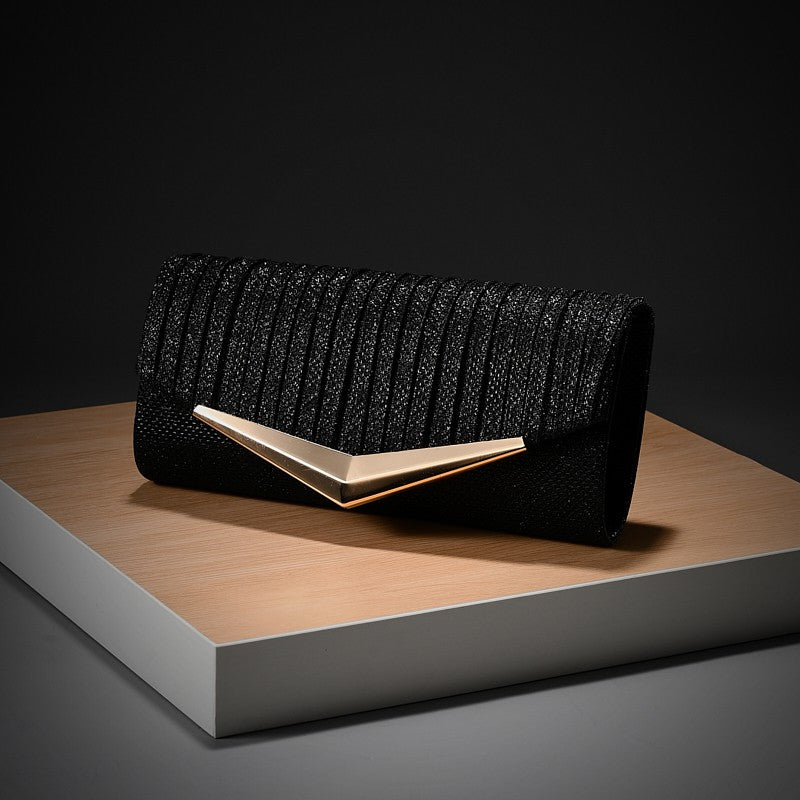 Luxury Envelope Evening clutch Bag New Bright Grain Wrinkle Textured Long Hardware shoulder bag Wedding Handbag for wedding bag