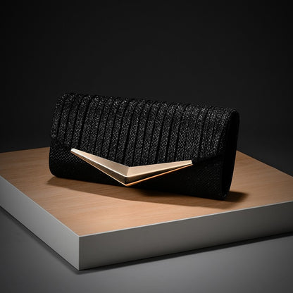 Luxury Envelope Evening clutch Bag New Bright Grain Wrinkle Textured Long Hardware shoulder bag Wedding Handbag for wedding bag