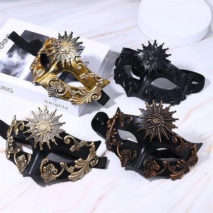 Roman Sun God Steampunk Phantom Masquerade Cosplay Mask Plastic Half Face Men Women Punk Carnival Halloween Props Dance Mask
