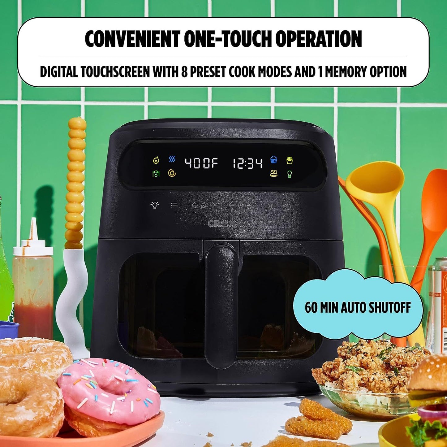 Fritadeira Digital 8 Litros com Tecnologia TurboCrisp, Controle de Temperatura por Tela Touch, Temporizador e Desligamento Automático, Totalmente Programável