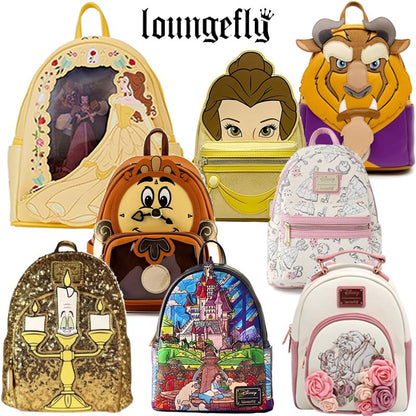 Bolsa Mini Mochila Loungefly A Bela e a Fera Série Princesas Cogsworth ?Lumiere Chip? Cosplay