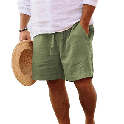 2024 New Men'S Cotton Linen Shorts Pants Male Summer Breathable Solid Color Linen Short Trousers Fitness Streetwear M-4xl