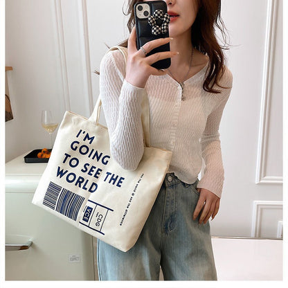 Canvas Women Handbags Shoulder Underarm Bag London Books Print Handbag Large Capacity Ladies Shopping Tote Bag Student Book Bags