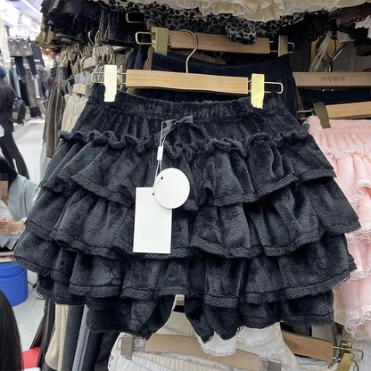Japanese Y2k Cute Ruffled Plaid Skirt Punk Rock Subculture Cake Skirts Japanese Preppy Style Casual New 2025 Women Skirts