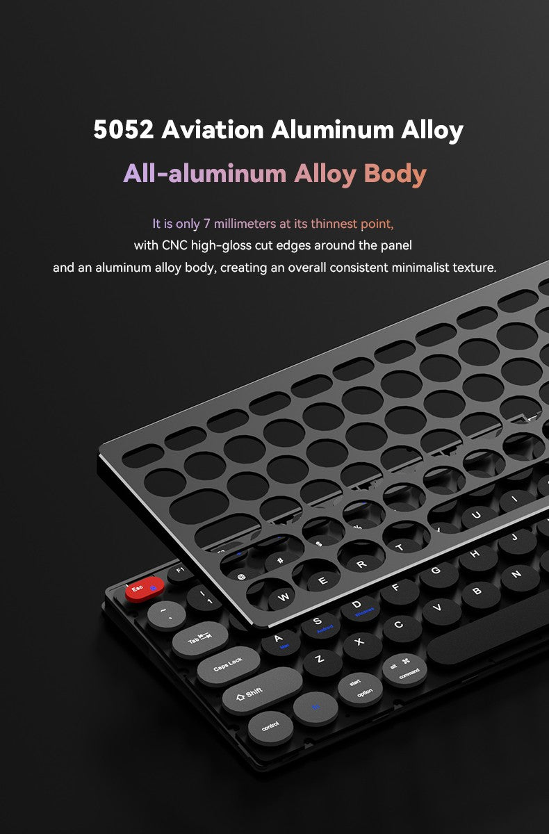98-Key Ultra-Thin Aluminum Silent Keyboard with Scissor-Switch, Tri-Mode BT/2.4G/Type-C Connectivity&Ergonomic Design for Typing