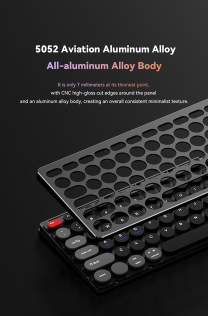 98-Key Ultra-Thin Aluminum Silent Keyboard with Scissor-Switch, Tri-Mode BT/2.4G/Type-C Connectivity&Ergonomic Design for Typing