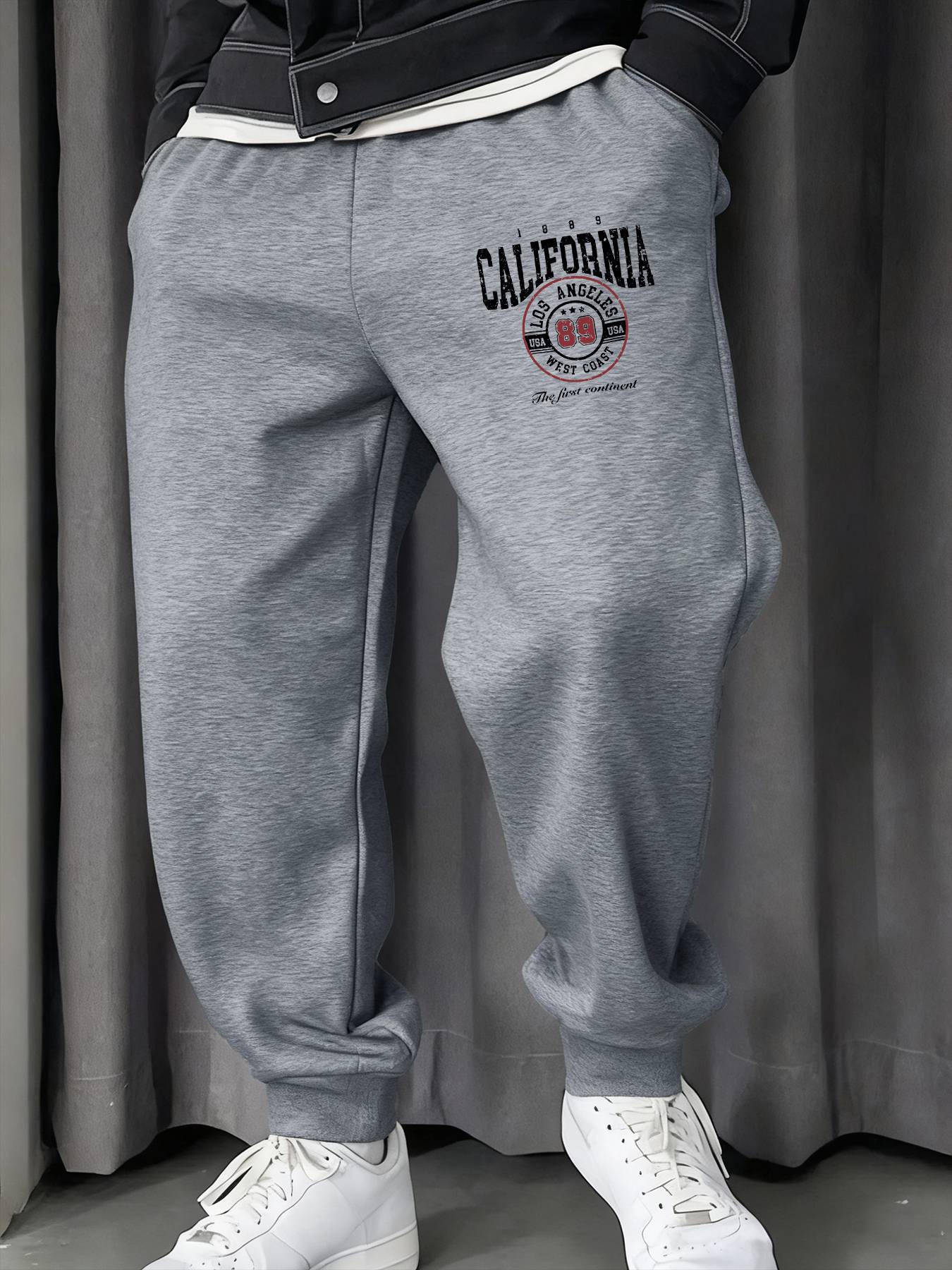 California Los Angeles Letter Printing Man Sweatpants Soft Warm Britches Autumn Street Long Pants Hip Hop All-Match Trousers