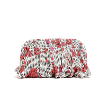 XIYUAN Shinny Ruched Rhinestone Clucth Purse Women Luxury Designer Evening Bags Fashion Party Dinner Handbag Bridal Makeup Bag