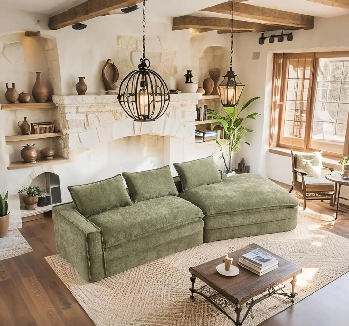 Luxury Oversized Cloud Couch – 4-Seater Boneless Deep-Seat Sectional Sofa for Living Room, Plush Ready-to-Relax Sofa